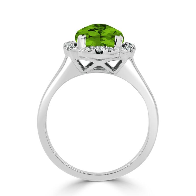 Auriya 4ct Cushion-cut Peridot Halo Diamond Engagement Ring 1/8ctw 14k Gold