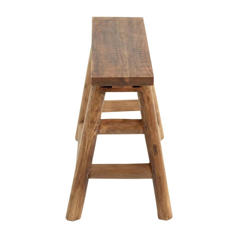 Traditional Accent Solid Acacia Wood Accent Stool by East at Main - Brown