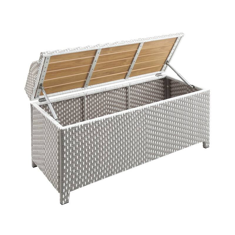 Courtnie Beach Aluminum Outdoor Poolside Storage Bench by Furniture of America