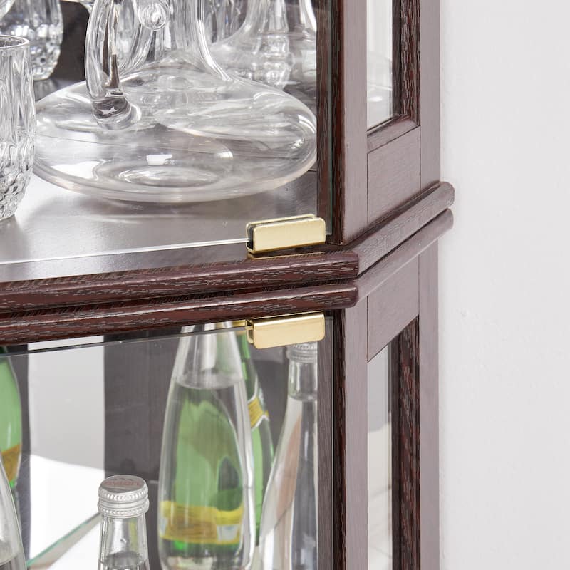 Roomfitters Lighted Corner Glass Display Cabinet, Corner Display Case for Living Room