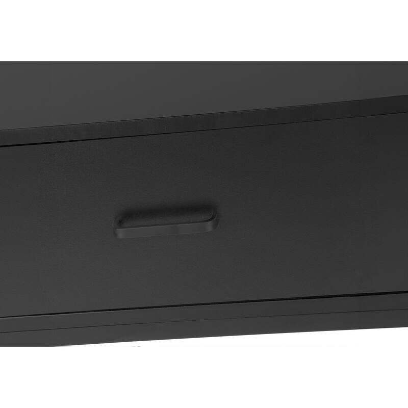 Contemporary 48-Inch TV Stand with Storage Drawer and Cable Management, Grey Laminate, Black Metal Frame