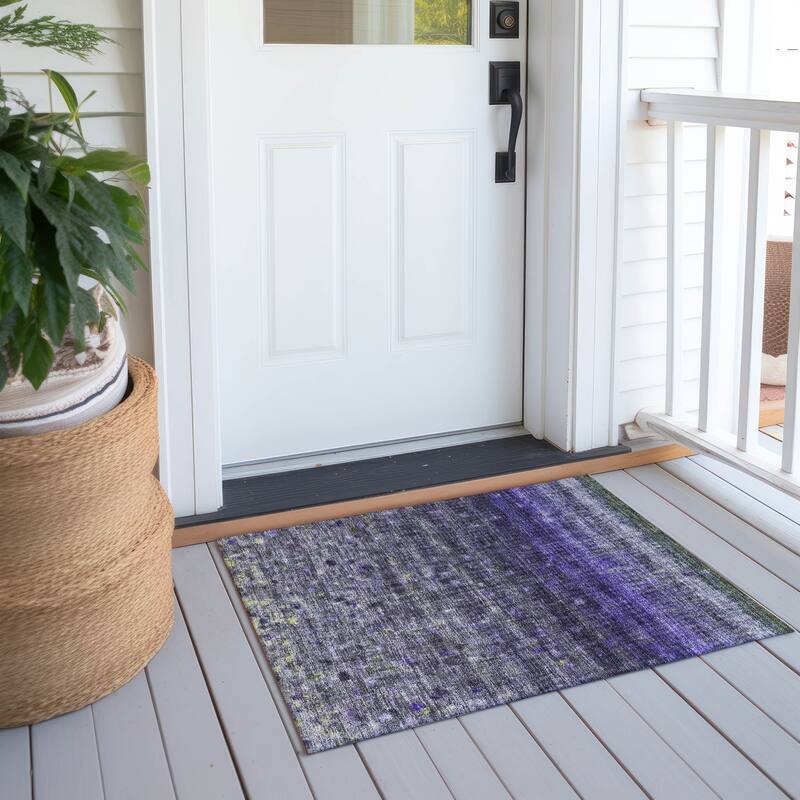 Machine Washable Indoor/ Outdoor Abstract Ombre Chantille Rug - Purple - 1'8" x 2'6"