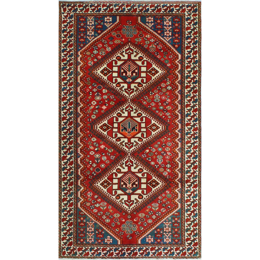 Fine Vintage Distressed Riley Red/Ivory Runner - 5'2" x 10'0"