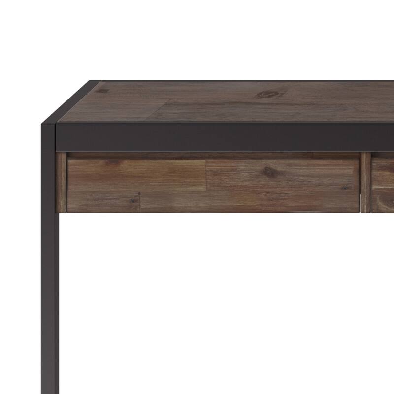 WYNDENHALL Cecilia SOLID ACACIA WOOD Industrial 72 inch Wide Large Desk in Rustic Natural Aged Brown