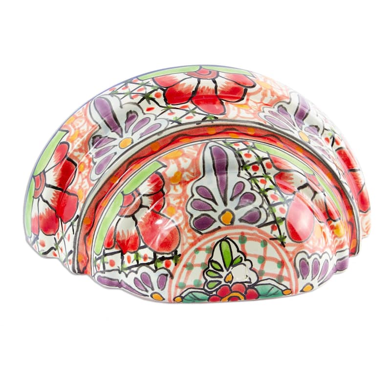 NOVICA Handmade Colorful Garden Ceramic Wall Planter