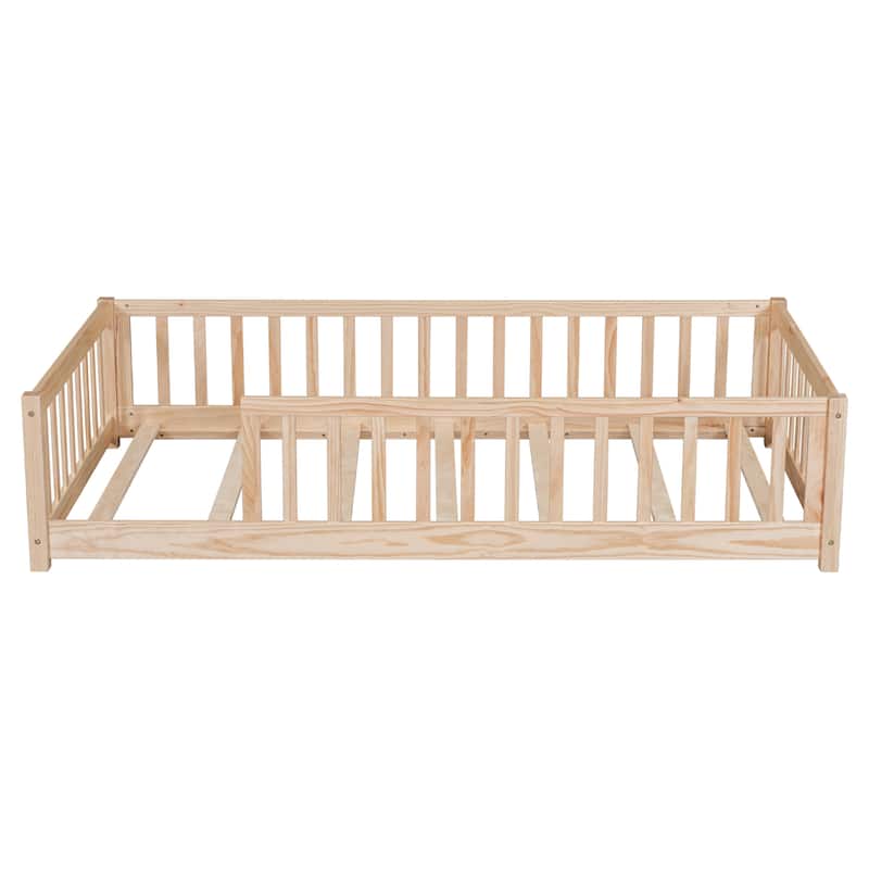 Twin Floor Platform Bed with Fence without Door