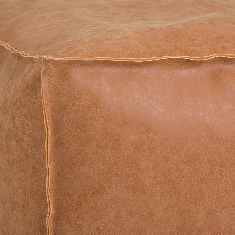 WYNDENHALL Wendal Boho Square Pouf in Faux Leather