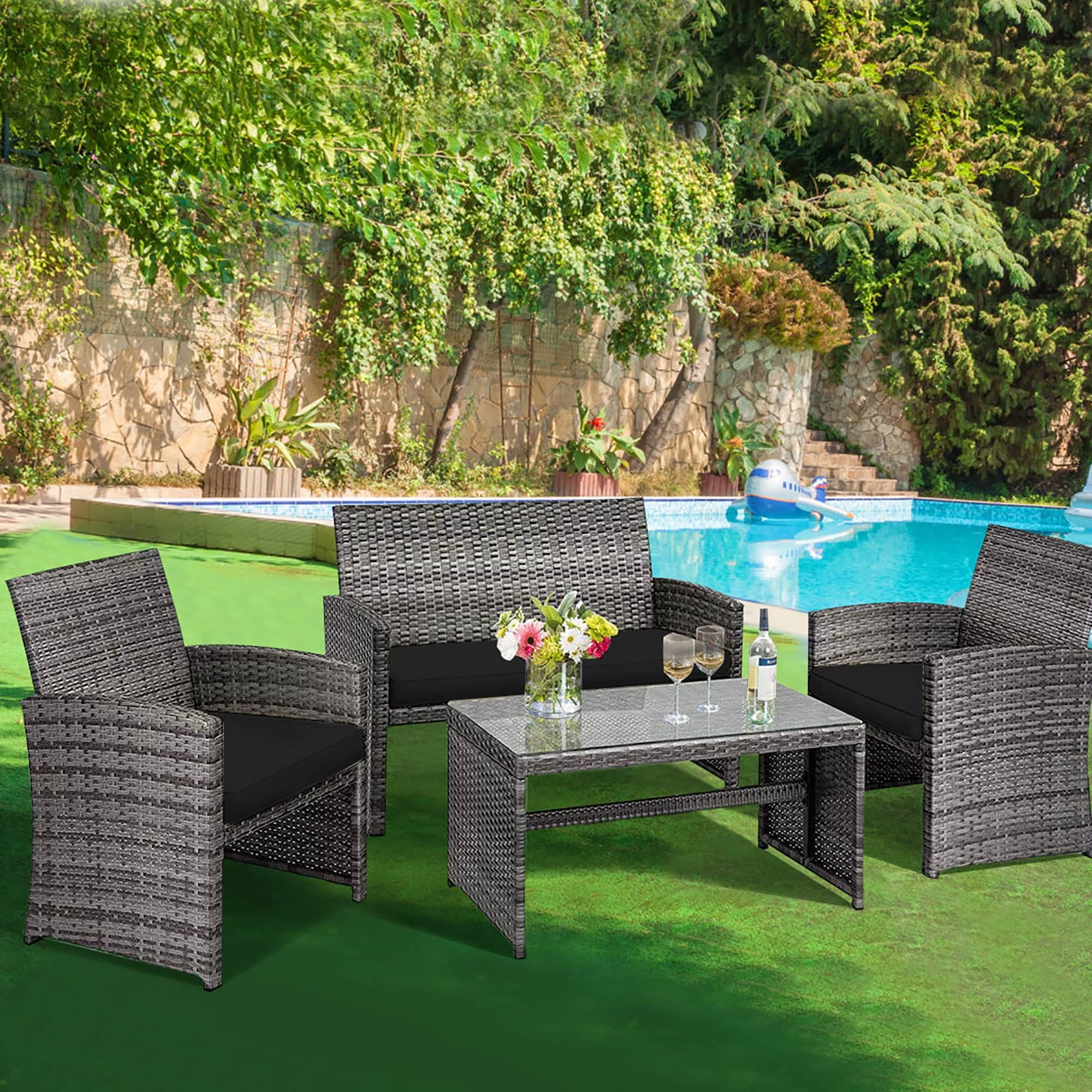 Costway 4 piece rattan patio shop set