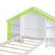 preview thumbnail 43 of 41, Rustic Platform Bed with House-Shaped Storage Headboard & Built-in LED, Wood Bed Frame for Boys Girls, No Box Spring Required
