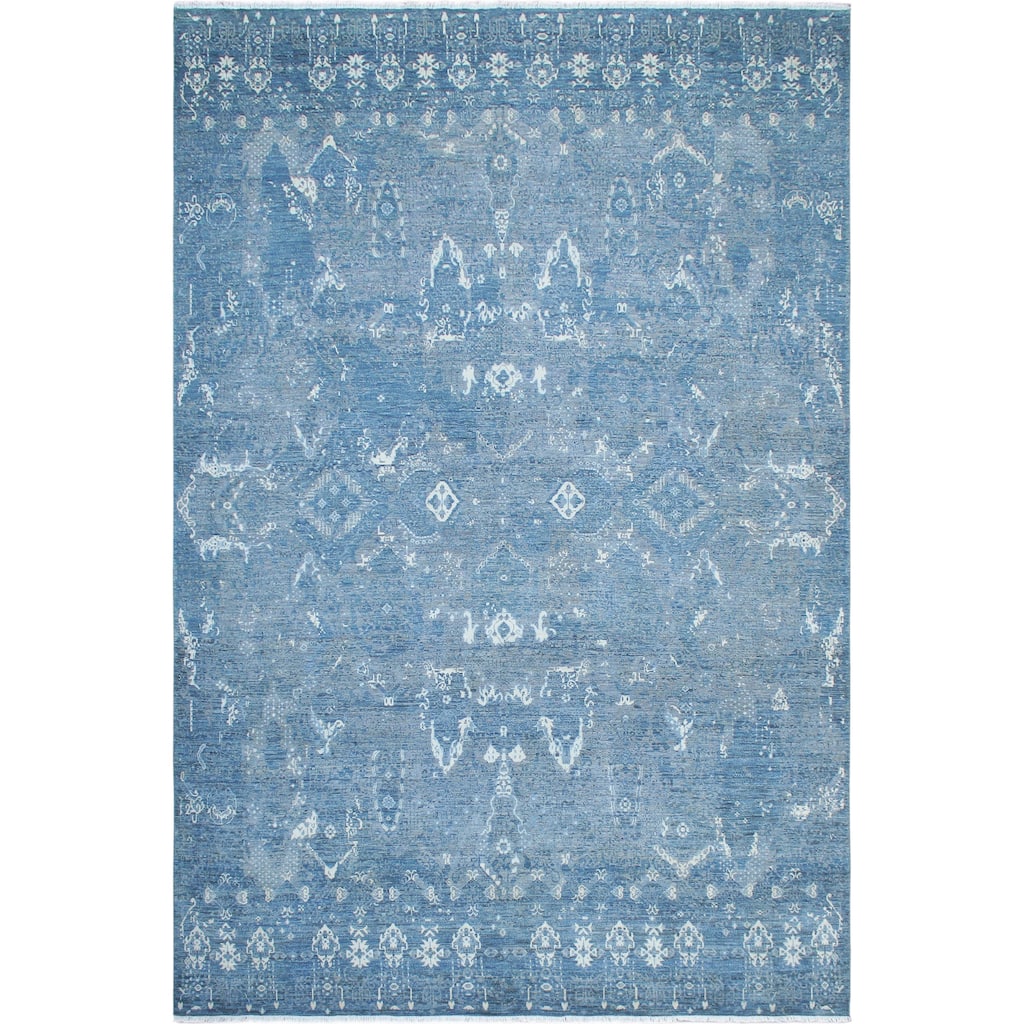 Bohemian Harding Blue/Gray Wool&Silk Rug - 11'10'' x 15'2'' - 11 ft. 10 in. X 15 ft. 2 in.