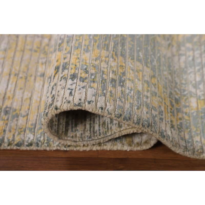 All-Over Striped Abstract Area Rug Handmade Wool Carpet - 5'6"x 7'6"