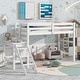 preview thumbnail 1 of 17, Twin Size Pine Wood Loft Bed with Platform and Ladder White