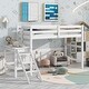 preview thumbnail 1 of 5, White Loft Bed with Platform and Ladder Twin - White