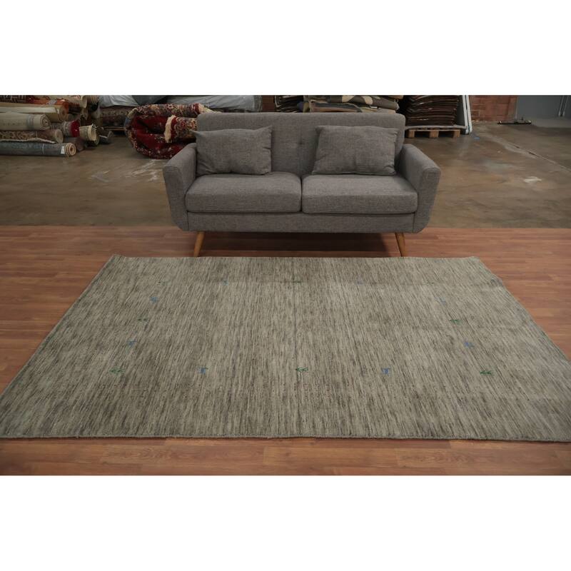 Hand Knotted Oriental 100% Wool Carpet Tribal Tribal Greys & Charcoal Gabbeh Area Rug - 7' 9'' X 5' 3''
