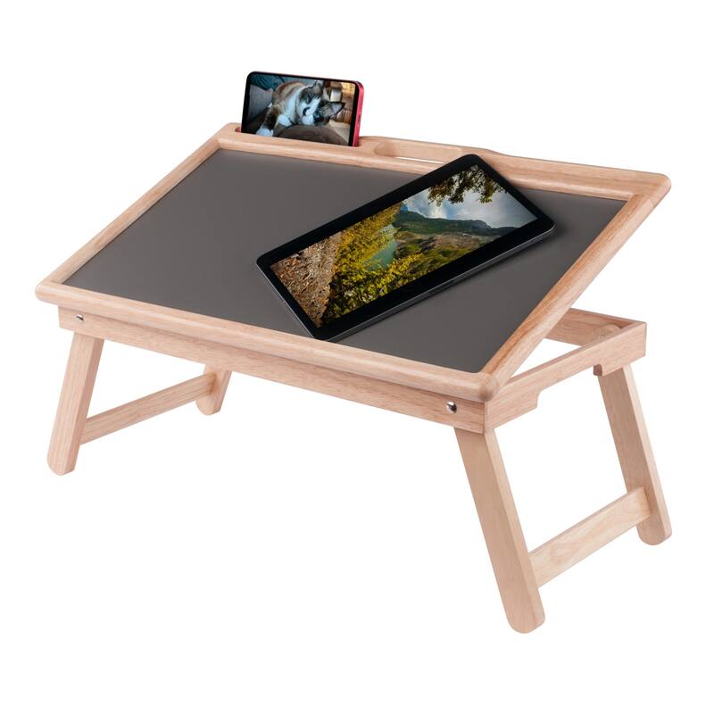 Arlo Breakfast Tray with Flip Top Gray and Natural Finish