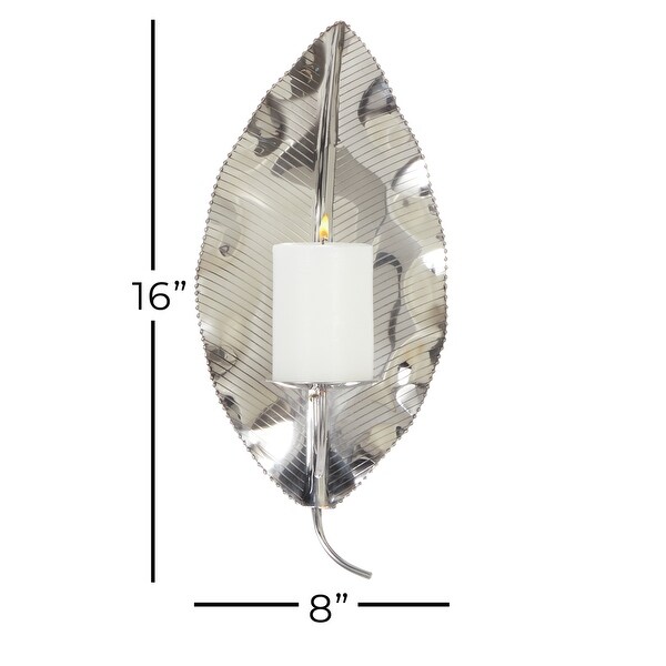 Silver Stainless Steel Candlestick Holders 16x8x6 - 8 x 6 x 16