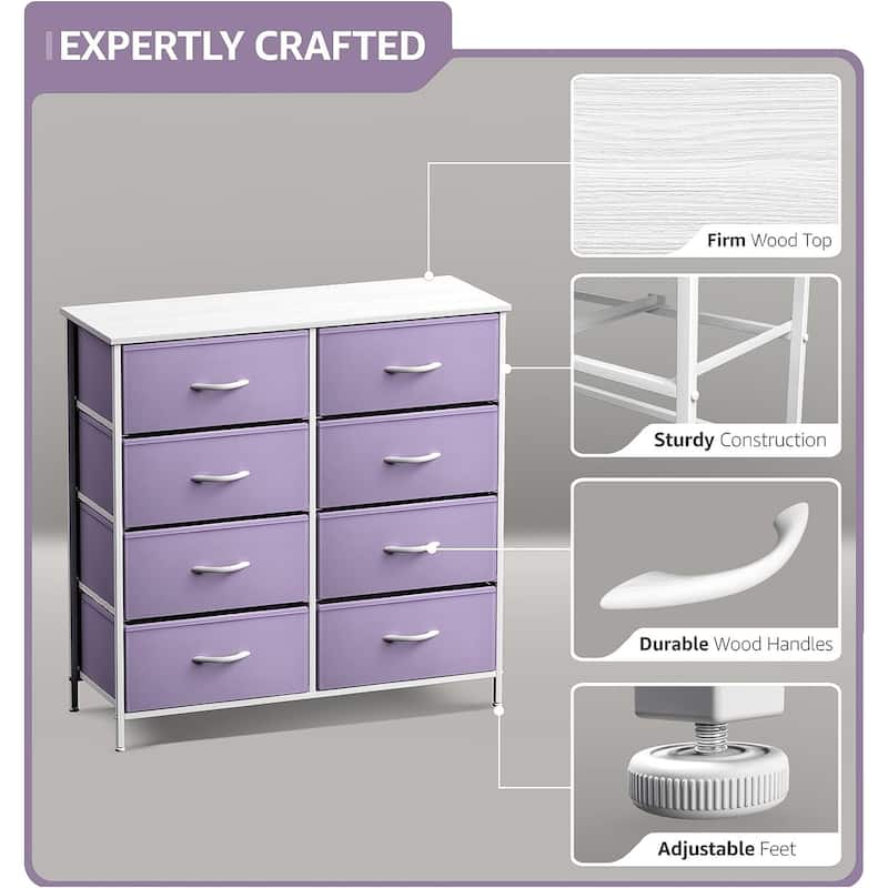 Sorbus Dresser w/ 8 Fabric Bin Drawers- Furniture Storage Chest for Kids Bedroom