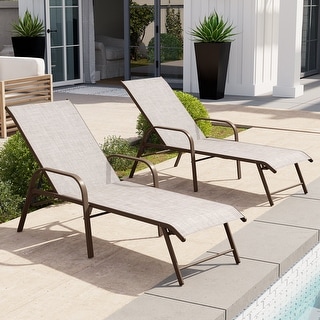 Outdoor Patio Lounger Aluminum Adjustable Chaise Lounge Chairs with Arms (Set of 2/4) - See Picture
