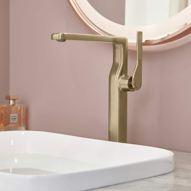 10-1/4"H Solid Brass Single-handle Bathroom Sink Faucet Optional Drain Assembly