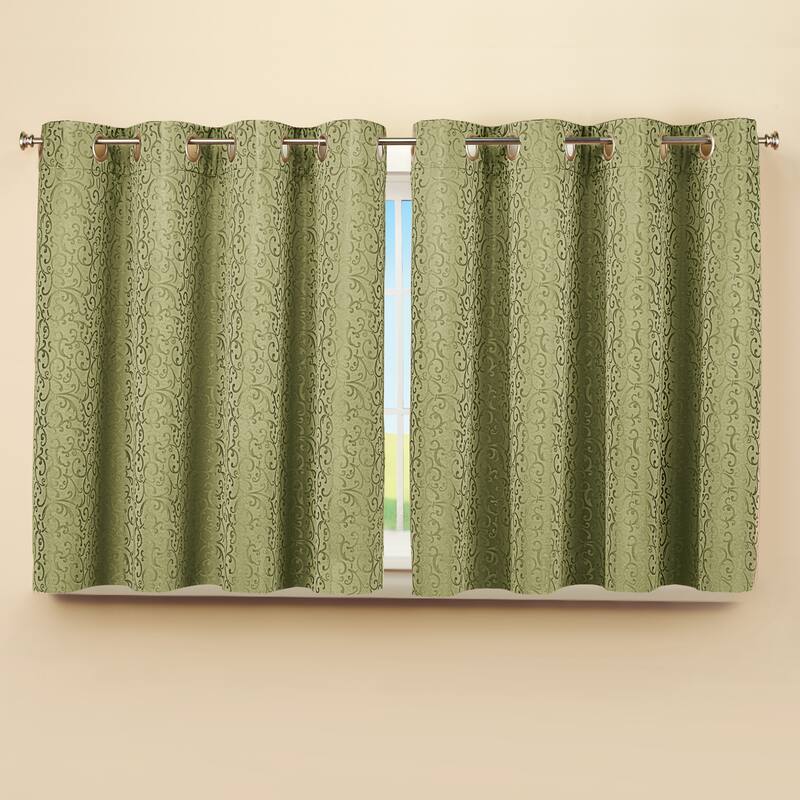 Insulated Scroll Pattern Short Curtain Panel