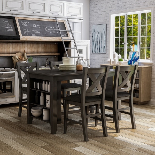 Furniture of America Blye Rustic Grey 5-piece Counter Dining Set. Opens flyout.