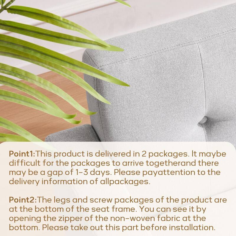 HUIMO Sofa Couch for Two People Tufted Fabric Upholstered Sofa