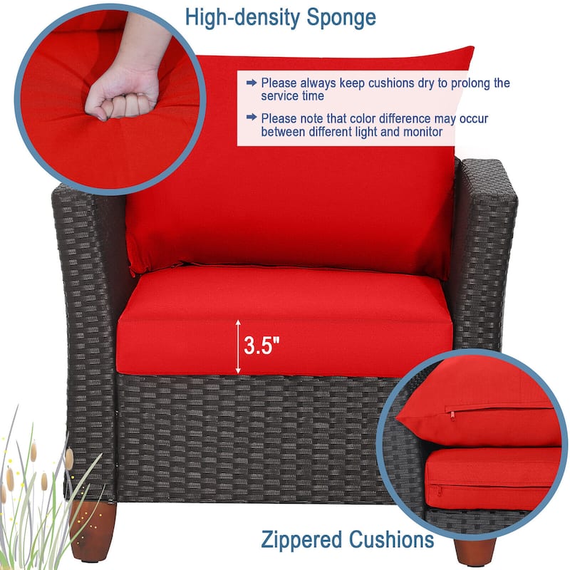 Gymax 3PCS Patio Rattan Conversation Set Outdoor Furniture Set w/