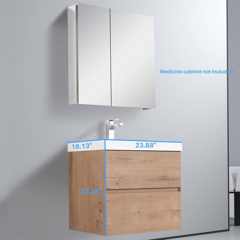 Blossom All Wood Wall Mounted Floating Bathroom Vanity with Sink