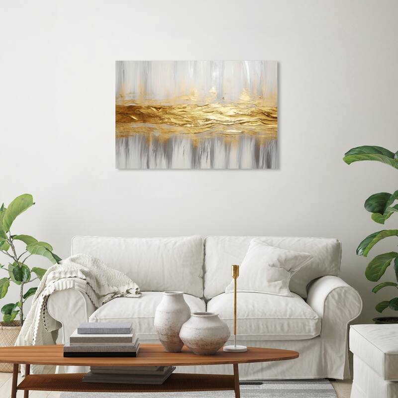 Wynwood Studio Canvas Abstract The Metal Power Melts Gold and Metallic Gold Glam Wall Art Canvas Print - 30 x 20