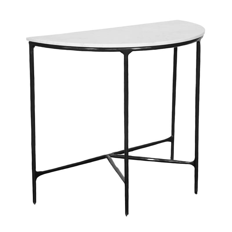 Emryn Marble Demiliune Console Table - 36" x 18" x 30"