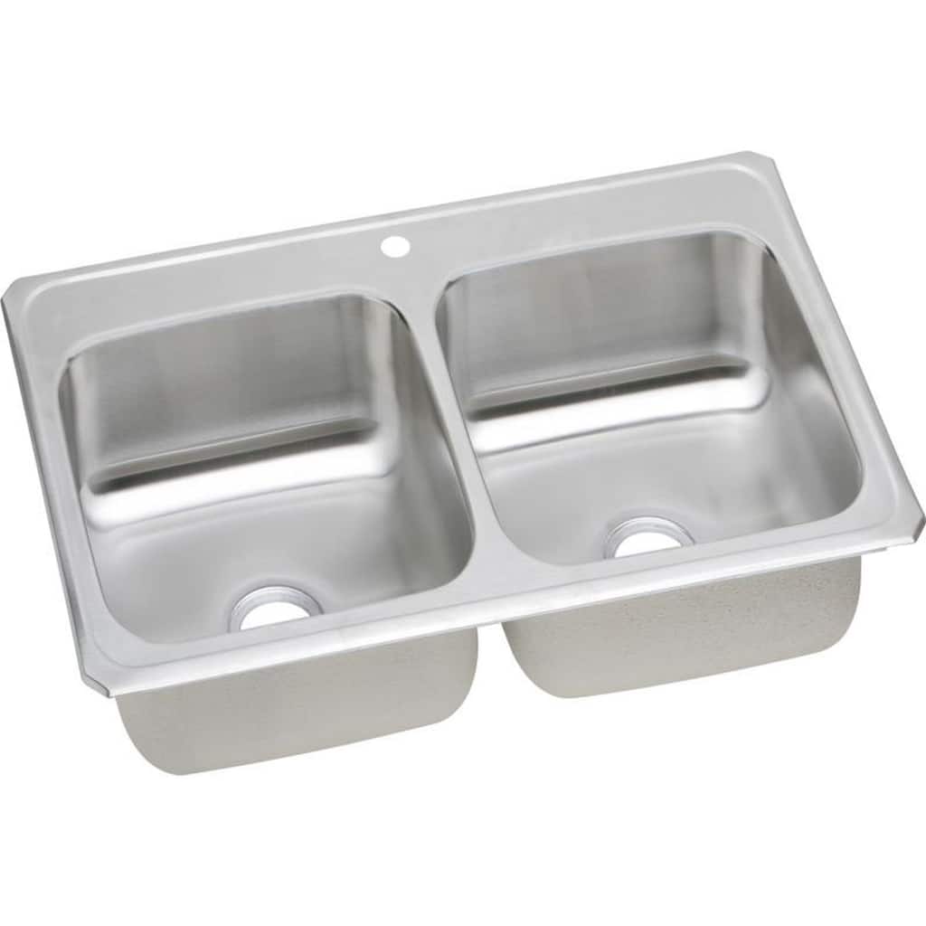 Elkay Celebrity 33-In 20 Gauge Stainless Steel Double-Bowl Drop-In Kitchen Sink