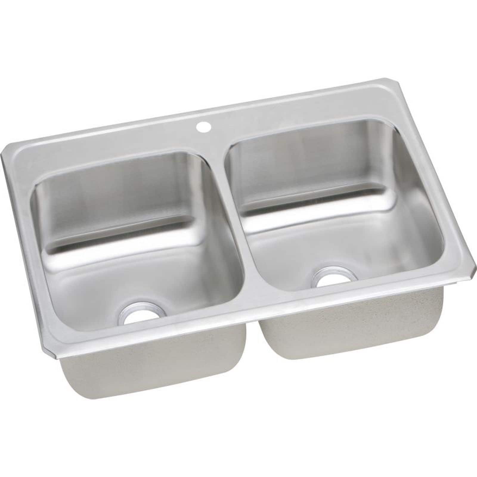 Elkay Celebrity 33-In 20 Gauge Stainless Steel Double-Bowl Drop-In Kitchen Sink