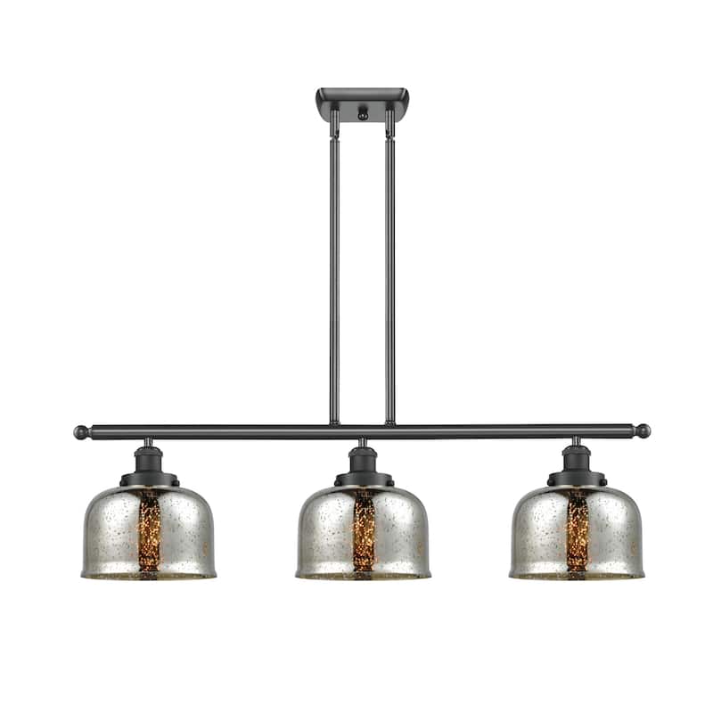 Innovations Lighting 916-3I-11-36 Bell Linear Bell 3 Light 36" Wide - Matte Black / Silver Plated Mercury