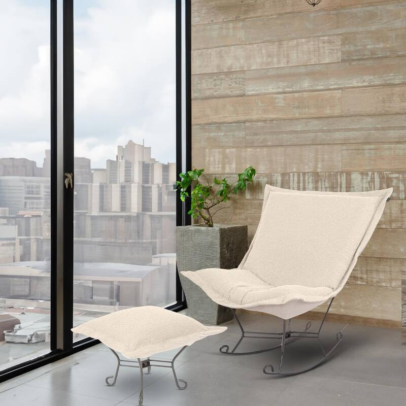 Allan Andrews Scroll Puff Rocker with Titanium Frame, Barbet Collection