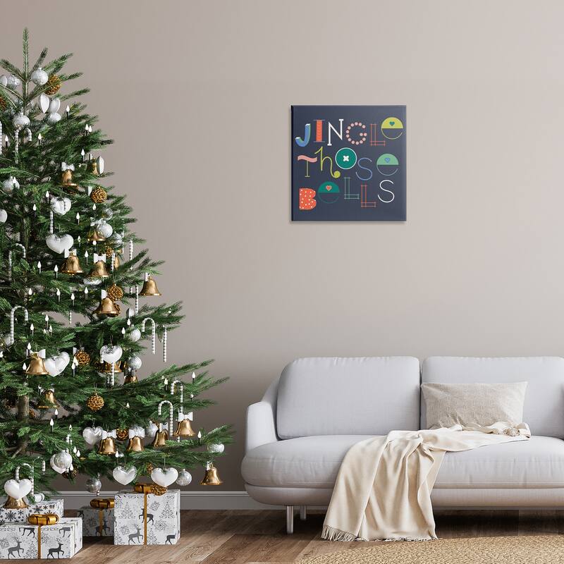 Stupell Eclectic Jingle Bells Phrase Canvas Wall Art Design By Sazerelli Designs