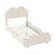 preview thumbnail 7 of 7, Beige Twin SizeVelvet Upholstered Platform Bed with Cloud-Shaped Headboard - /