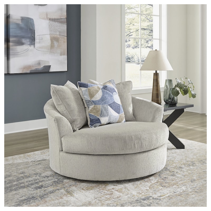 Signature Design by Ashley Maxon Place Oversized Swivel Accent Chair - 56"W x 55"D x 35"H - Stone