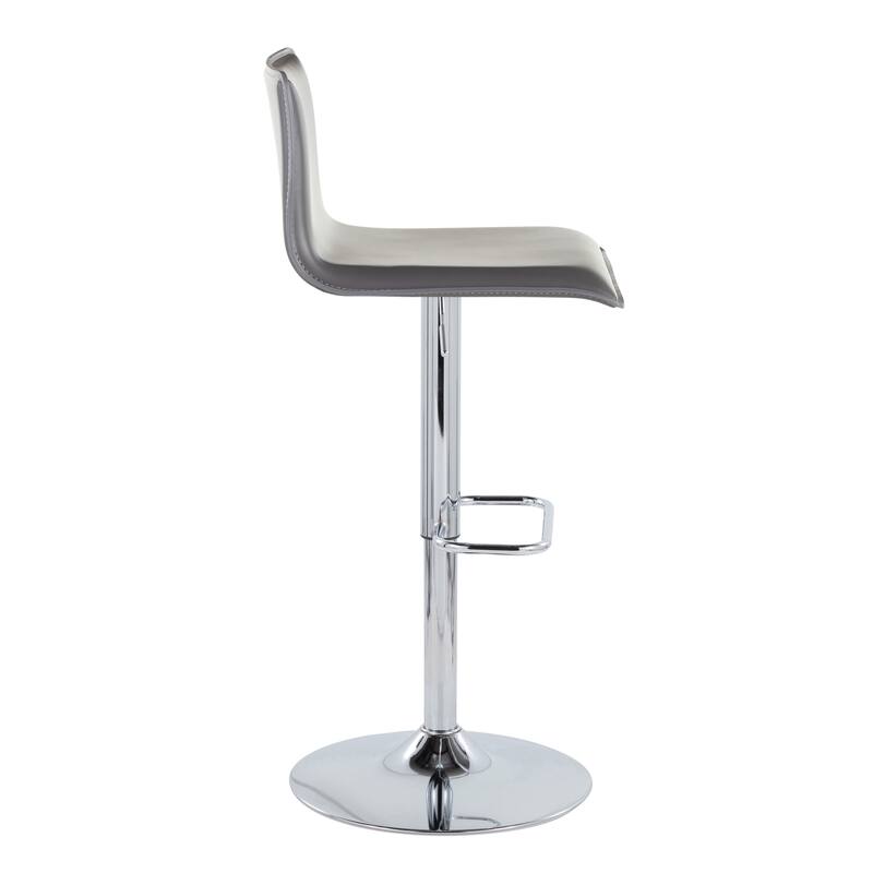 Porch & Den Mara Upholstered Adjustable Bar Stool with Rounded Rectangle Footrest (Set of 2)