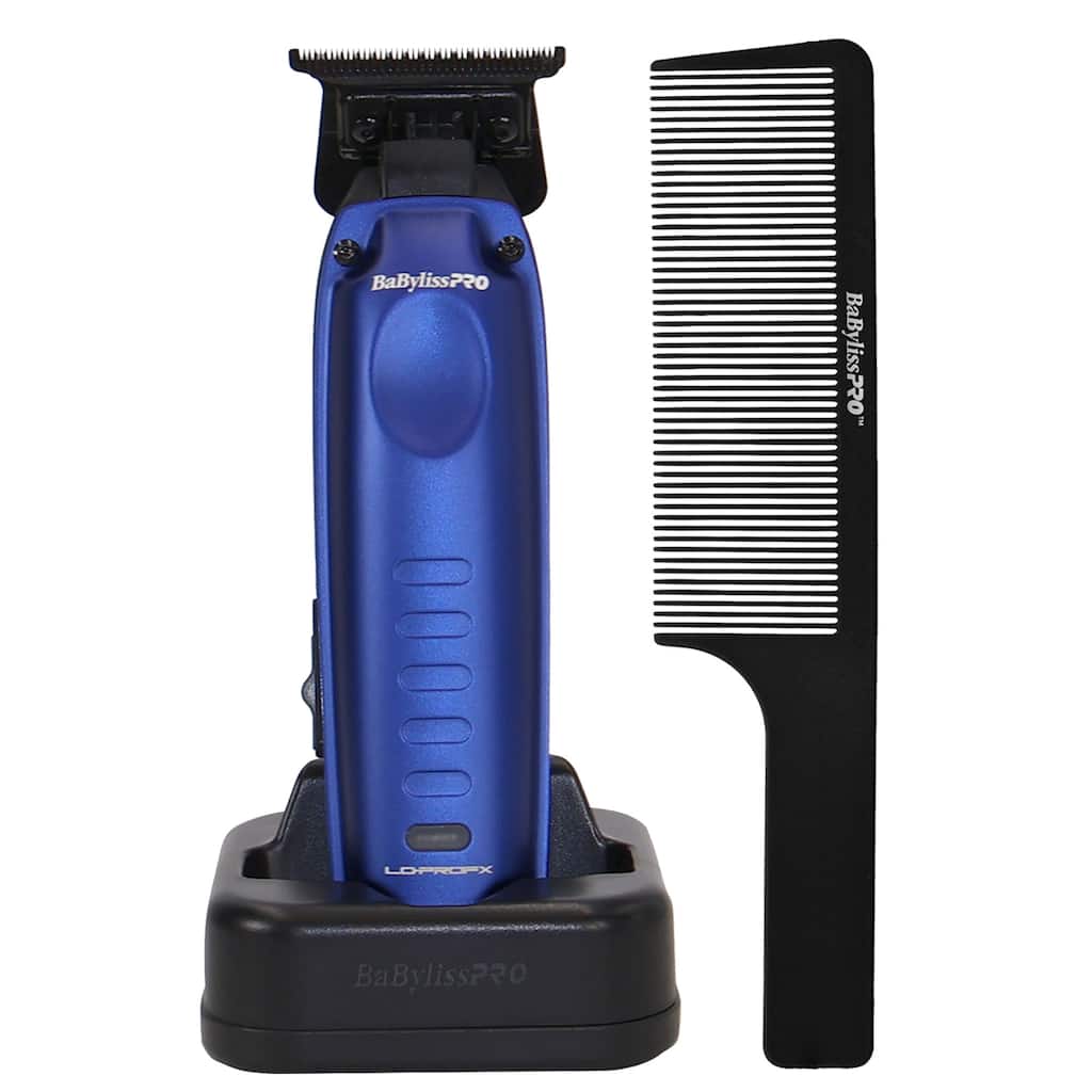 BaBylissPRO FXONE LO-PROFX High Performance Low Profile Compact Trimmer - Blue (FX72) + Barberology 9 Inch Clipper Comb
