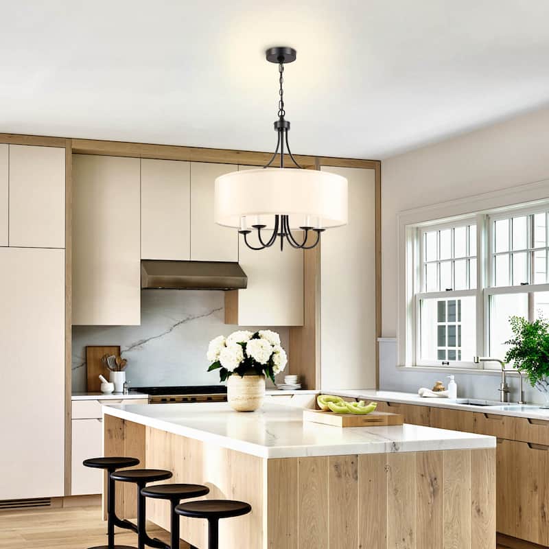 Modern Drum Light Chandelier Industrial Dining Room Light Fixtures