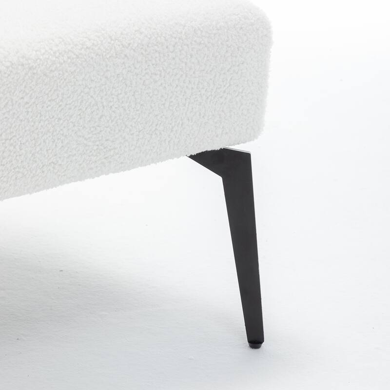 SEYNAR Modern Armless Faux Sherpa Accent Chair with Metal Legs Set of 2