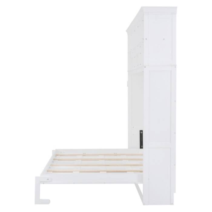 Queen Murphy Bed with Top Shelves and USB Charging Ports