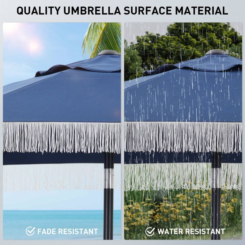 Autlaycil 7.5 ft Outdoor Umbrella Patio with Fringe.