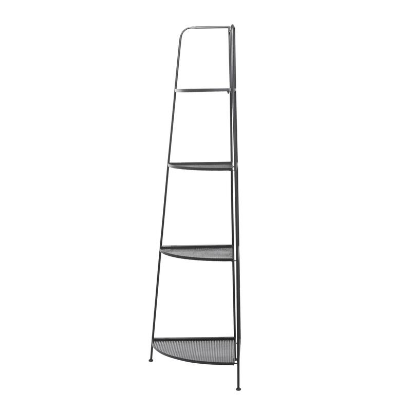 Metal Indoor Outdoor Tall Folding 4 Shelves Bakers Rack - Black - Roche River Decor