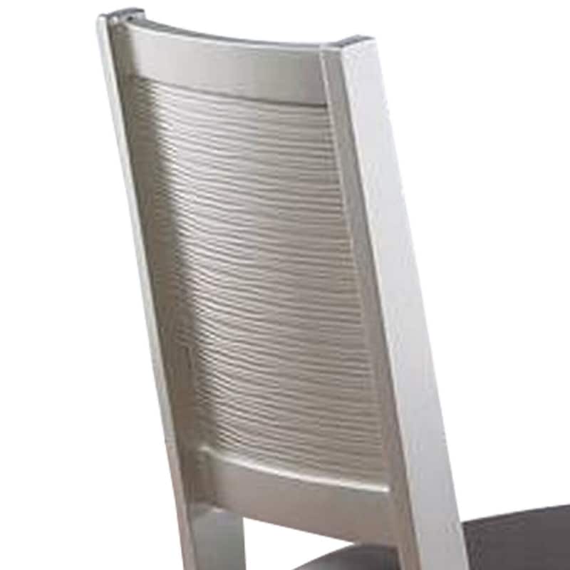 Metallic Silver/Gray Faux Leather Upholstered Wood Frame Dining Chair, Set of 2, Sturdy Dining Chair for Dining Rooms - 15.5