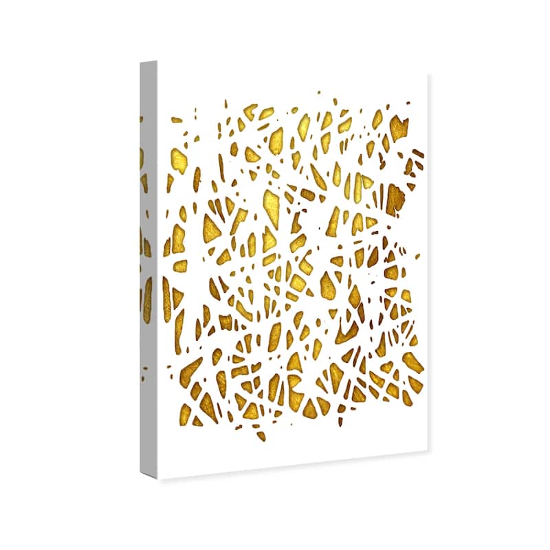 Wynwood Studio Canvas Abstract Golden Web White and Metallic Gold Modern & Contemporary Wall Art Canvas Print