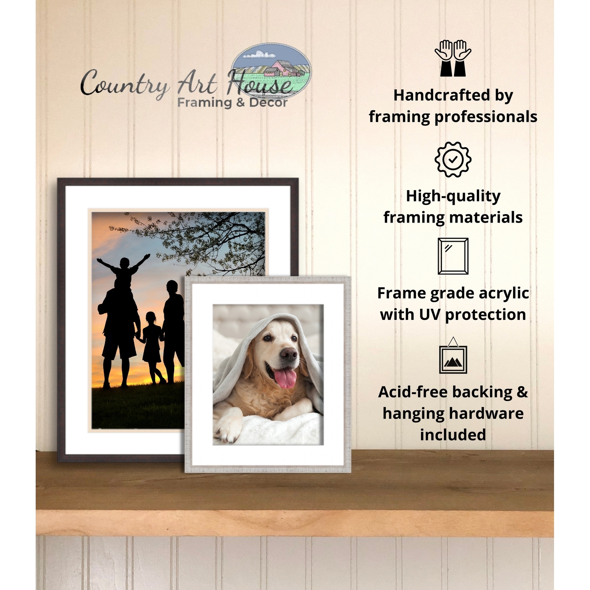 16x23 Contemporary Pewter Complete Wood Picture Frame with UV Acrylic, Foam Board Backing, & Hardware