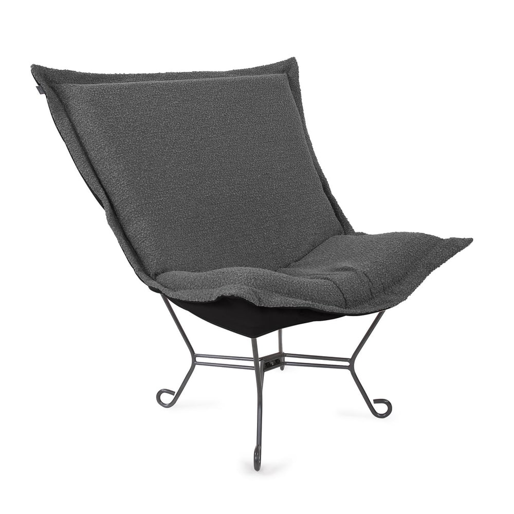 Allan Andrews Scroll Puff Chair with Titanium Frame, Barbet Collection