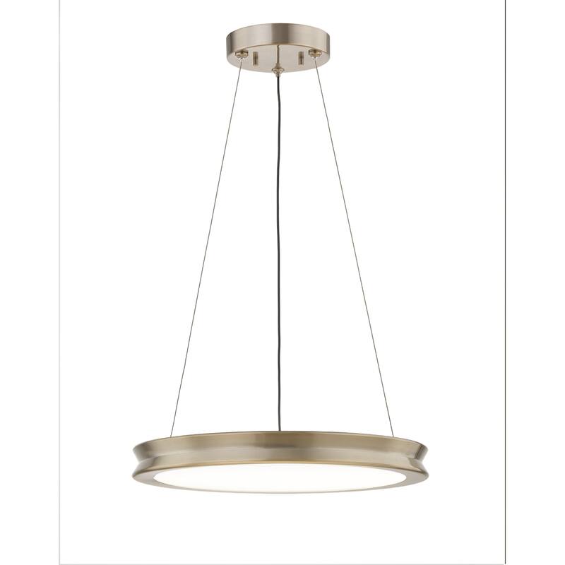EVOLV Fusion Bevel 16-inch LED Pendant with Opal Glass - Brushed Brass