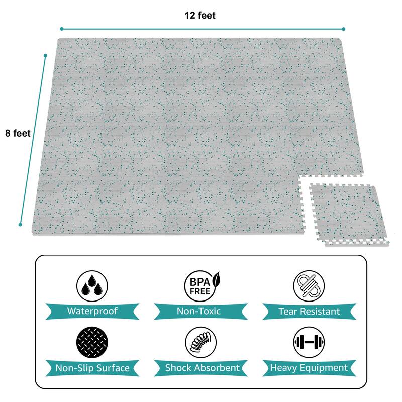 Sorbus 96 Sq. Ft. Wood Grain Floor Tiles Foam Mat EVA Interlocking Mats Tile 3/8-Inch Thick Exercise Mats w/Borders